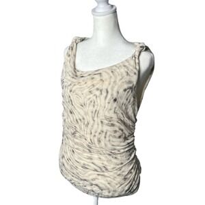Jane + Delancey Tank Top Sleeveless Ruched Animal Print Casual‎ Top Size L